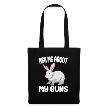 Ask me about my buns - Kaninchen Hase Hasenzüchter - Stoffbeutel - Schwarz - Vorne