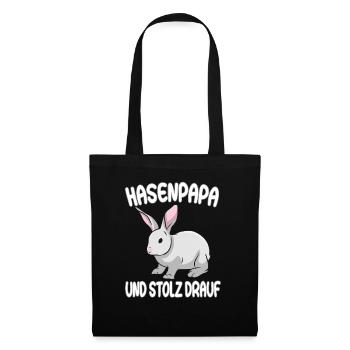 Hasenpapa und stolz drauf - Kaninchen Hase - Stoffbeutel - Schwarz - Vorne