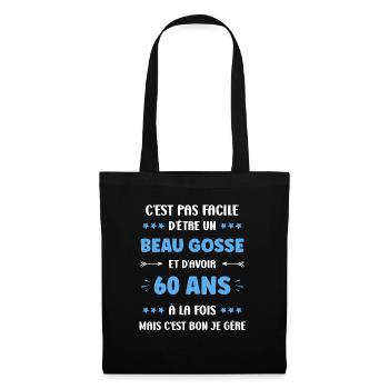 60 ANS - Sac en tissu - noir - Devant