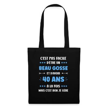 40 ANS - Sac en tissu - noir - Devant