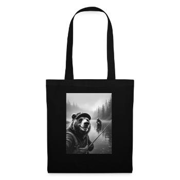 Selfie d’ours de pêche - Sac en tissu - noir - Devant