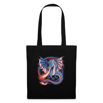 American Dragon with Flag Wings and Fire - Tote Bag - black - Front