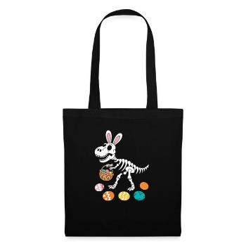 Easter Bunny Skeleton Dino with Easter Eggs Basket - Tote Bag - black - Front