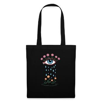 Tear Eye and Roses Blooming Poetry - Tote Bag - black - Front