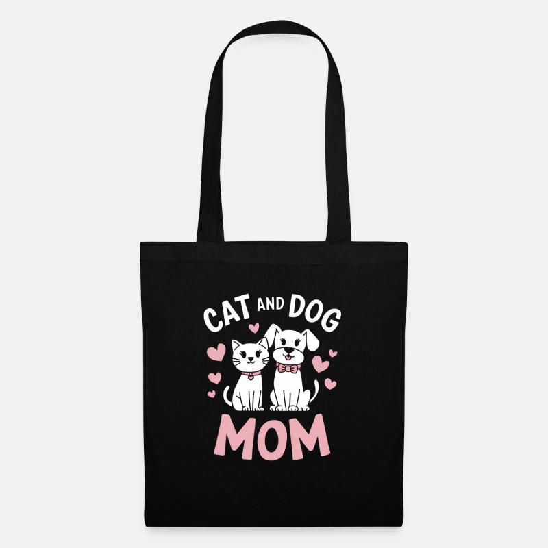 Katzen Hunde Mama Tierliebe Design - Stoffbeutel - Schwarz