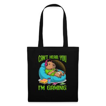 Capybara Gamer Gaming - Stoffbeutel - Schwarz - Vorne