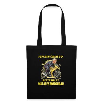 I'm over 50 please help me on the motorcycle - Tote Bag - black - Front