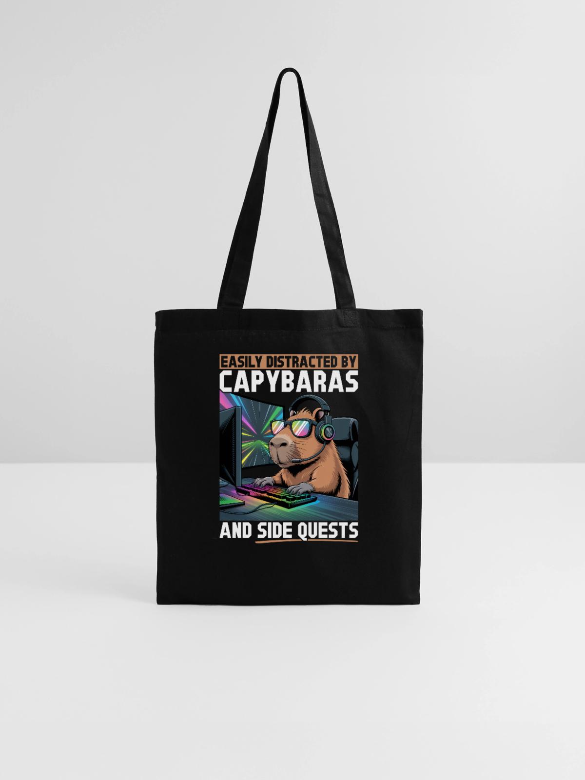 Capybara PC Gamer Gaming - Stoffbeutel - Schwarz - Vorne