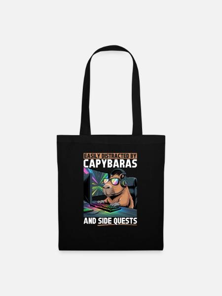 Capybara PC Gamer Gaming - Stoffbeutel - Schwarz