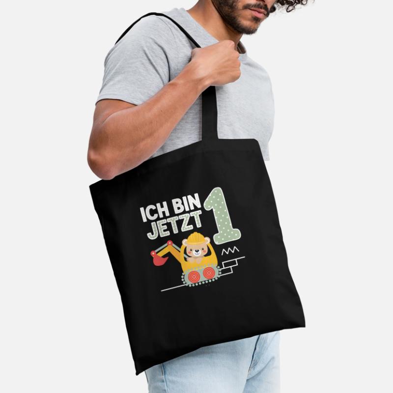 Ich bin jetzt 1 Bagger Bär 1. Geburtstag Stoffbeutel