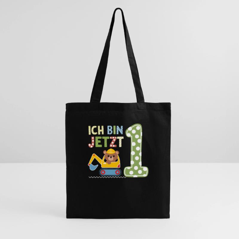 Ich bin jetzt 1 Bagger Bär 1. Geburtstag Stoffbeutel