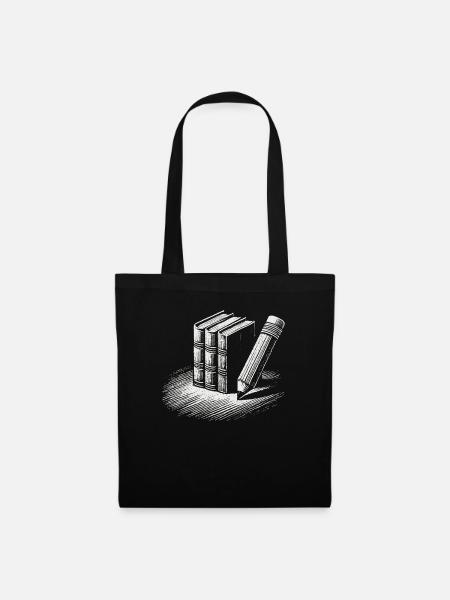 Retro Buecherwurm Design für Leseratte - Stoffbeutel - Schwarz