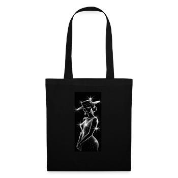 Elegant woman with hat and glitter - Tote Bag - black - Front