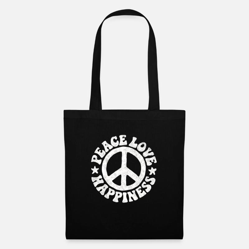 Friedenszeichen Friedenssymbol Hippie Geschenk - Stoffbeutel - Schwarz