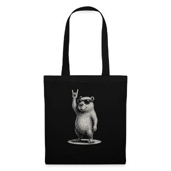 Rock Music Funny Capybara with Sunglasses - Tote Bag - black - Front
