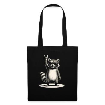 Rock Music Funny raccoon with sunglasses - Tote Bag - black - Front