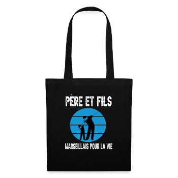 père fils papa dab marseille supporter marseillais - Sac en tissu - noir - Devant