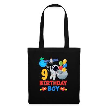 9 Birthday Boy Astronaut Balloon Space - Tote Bag - black - Front
