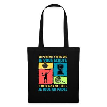 passion padel raquette padel humour padeliste - Sac en tissu - noir - Devant