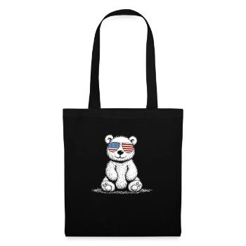 Funny teddy bear with US sunglasses - Tote Bag - black - Front
