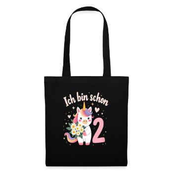 Licorne mignonne 2e anniversaire pour les filles - Sac en tissu - noir - Devant