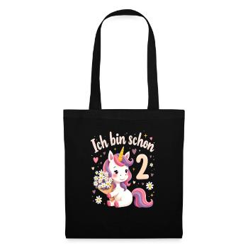 Licorne mignonne 2e anniversaire pour les filles - Sac en tissu - noir - Devant