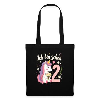 Licorne mignonne 2e anniversaire pour les filles - Sac en tissu - noir - Devant