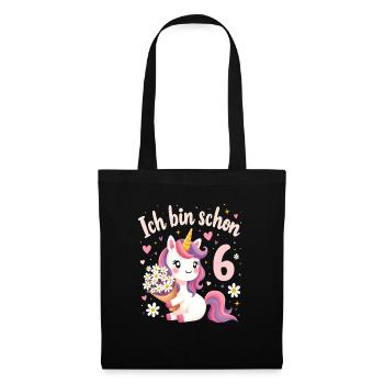 Licorne mignonne 6e anniversaire pour les filles - Sac en tissu - noir - Devant