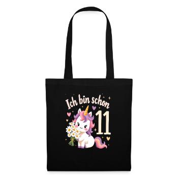 Licorne mignonne 11e anniversaire pour les filles - Sac en tissu - noir - Devant