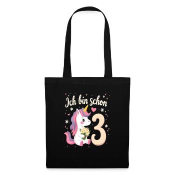 Licorne mignonne 3ème anniversaire pour les filles - Sac en tissu - noir - Devant