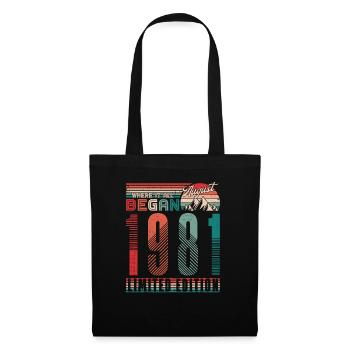 Anniversaire 1981 Vintage Août Cadeau Rétro - Sac en tissu - noir - Devant