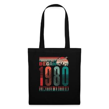 Geburtstag 1980 Jahrgang August Retro Geschenk - Stoffbeutel - Schwarz - Vorne