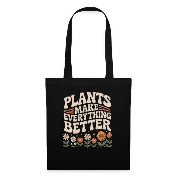 Les plantes rendent tout meilleur Jardinier Rose de jardin - Sac en tissu - noir - Devant
