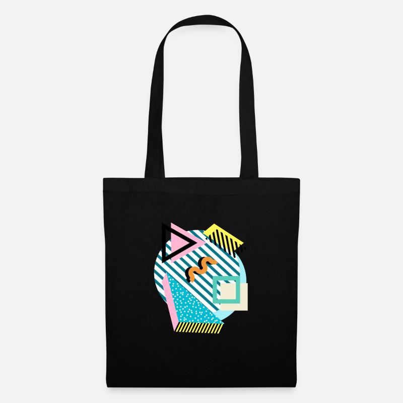 Memphis Mix – Retro Shapes & Farben - Stoffbeutel - Schwarz