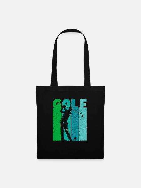 Golf Golfer Tee-Off Männer Jungen Vintage - Stoffbeutel - Schwarz