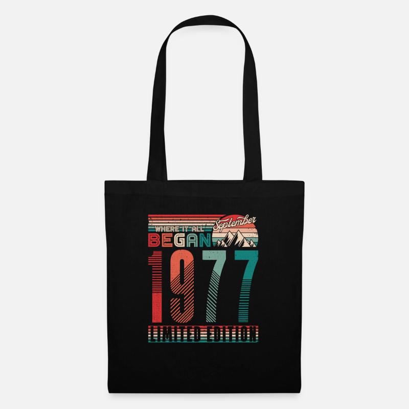 Geburtstag 1977 Jahrgang September Retro Geschenk - Stoffbeutel - Schwarz