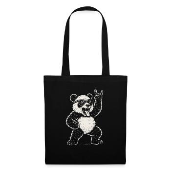 Heavy Metal Panda Rock Musik Lustige Vibes - Stoffbeutel - Schwarz - Vorne