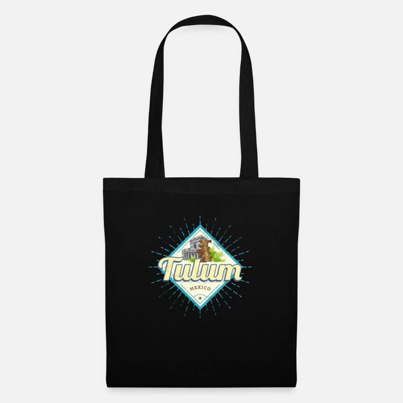 Tulum Mexiko Maya Castillo Yucatan Souvenir - Stoffbeutel - Schwarz