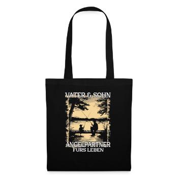 Père et fils en tant que partenaires de pêche - Sac en tissu - noir - Devant