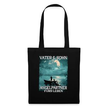 Père et fils en tant que partenaires de pêche - Sac en tissu - noir - Devant