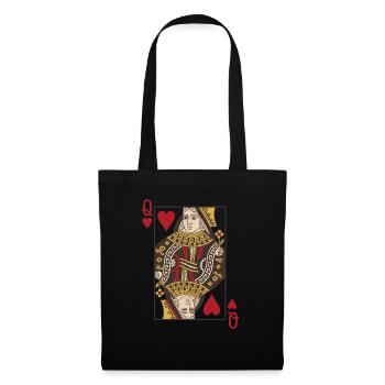 Cartes Coeur Queen Skat Poker Doppelkopf - Sac en tissu - noir - Devant