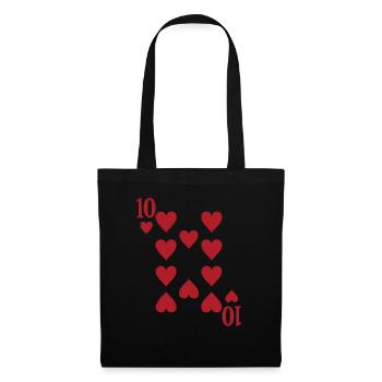 Cartes Coeur Ten Skat Poker Doppelkopf - Sac en tissu - noir - Devant