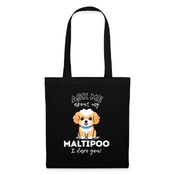 Maltipoo Conversation Starter - Demandez-moi à propos d’un chien - Sac en tissu - noir - Devant