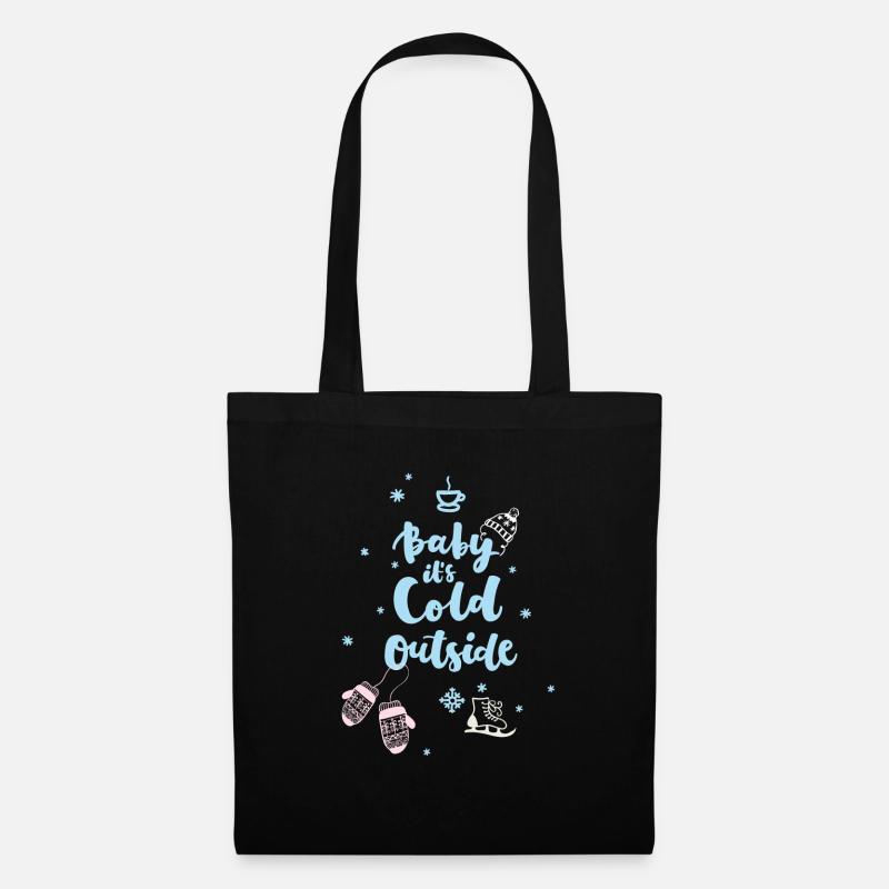 cold baby Spruch Winter Eis Schlittschuh Schnee - Stoffbeutel - Schwarz