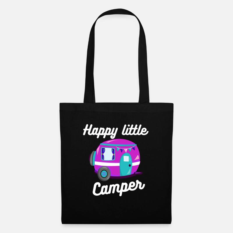 Happy Little Camper Camping Fans Geschenk - Stoffbeutel - Schwarz