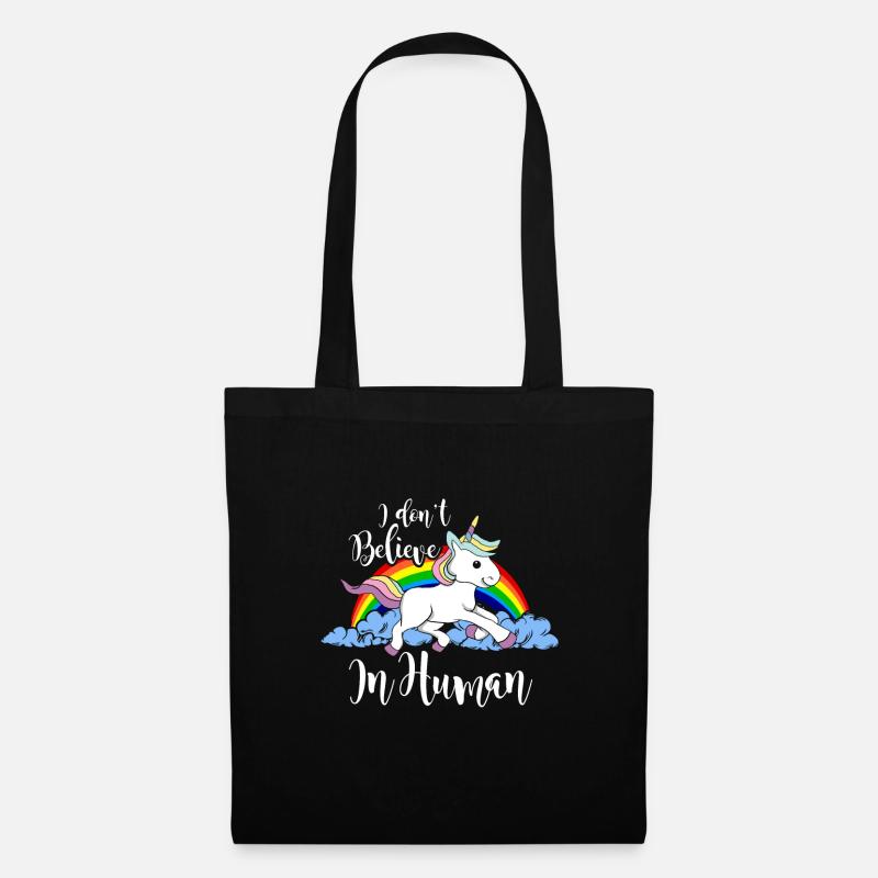 Regenbogen Einhorn - Stoffbeutel - Schwarz
