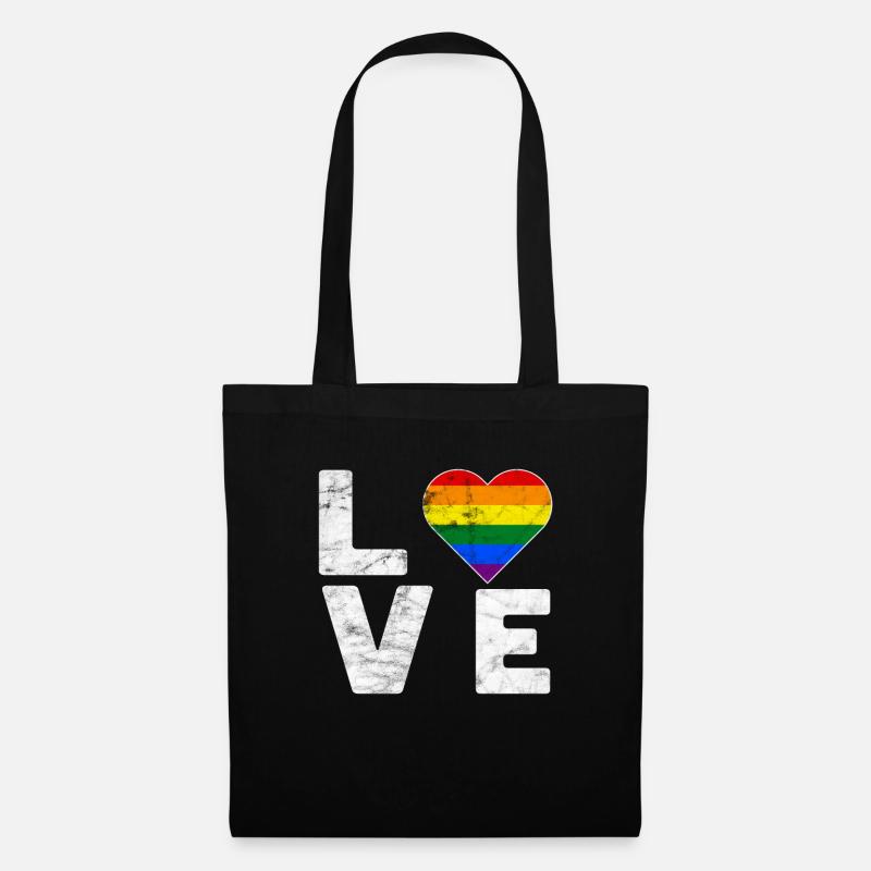 LGBT Pride Regenbogenfarbe Liebe Herz Gay Pride - Stoffbeutel - Schwarz
