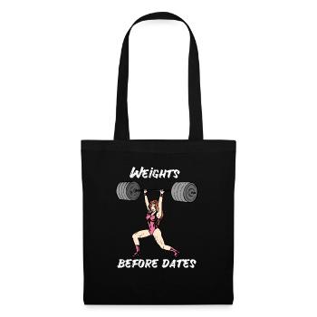 Poids avant Dates Gymnastique haltérophile Femme forte - Sac en tissu - noir - Devant