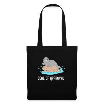 Robbe Daumen Hoch Seal of Approval Geschenk Lustig - Stoffbeutel - Schwarz - Vorne