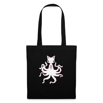 Manga Geschenk Maedchen Katze Tintenfisch Tochter - Stoffbeutel - Schwarz - Vorne